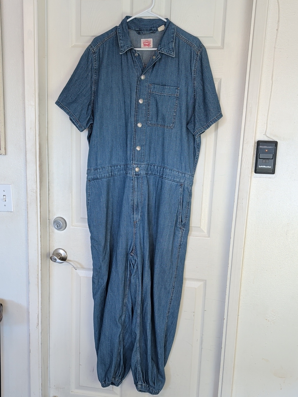 Levi's Womens Short Sleeve Denim Utility Jumpsuit Size XL Medium Wash